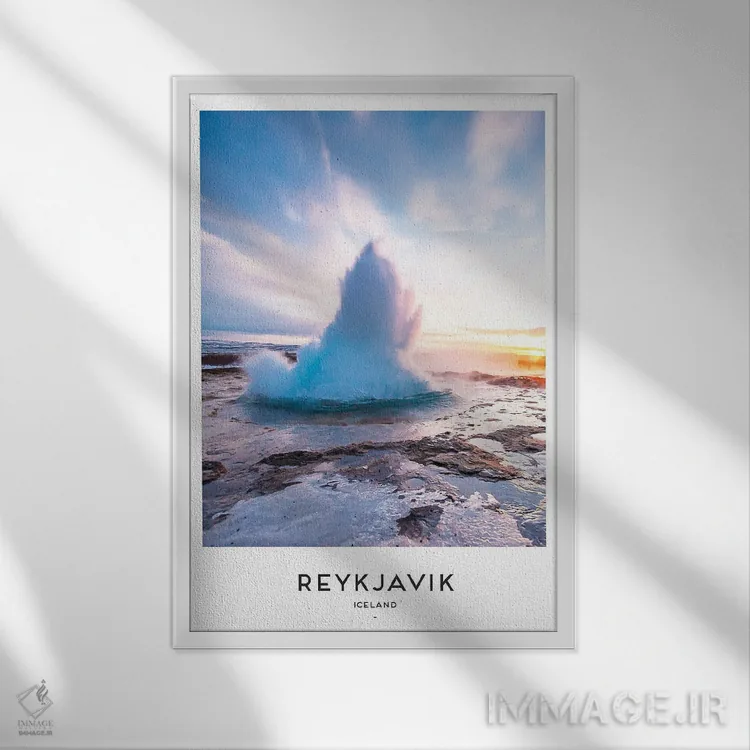 تابلو دکوراتیو ریکیاویک ایسلند اثر نائومی دیویس - نمای قابدار سفید