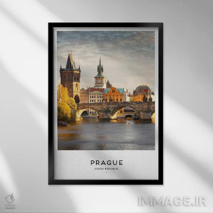 تابلو دکوراتیو پراگ جمهوری چک اثر نائومی دیویس - نمای قابدار مشکی