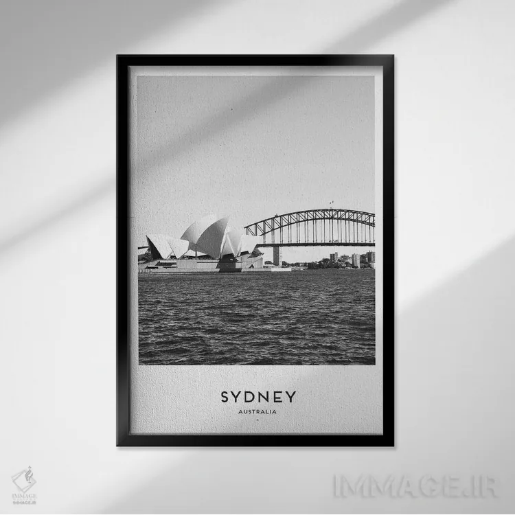 تابلو دکوراتیو سیدنی استرالیا اثر نائومی دیویس - نمای قابدار مشکی