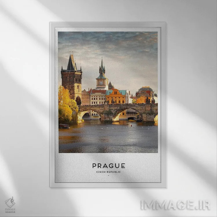 تابلو دکوراتیو پراگ جمهوری چک اثر نائومی دیویس - نمای قابدار سفید