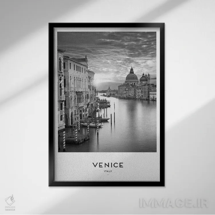 تابلو دکوراتیو ونیز ایتالیا اثر نائومی دیویس - نمای قابدار مشکی