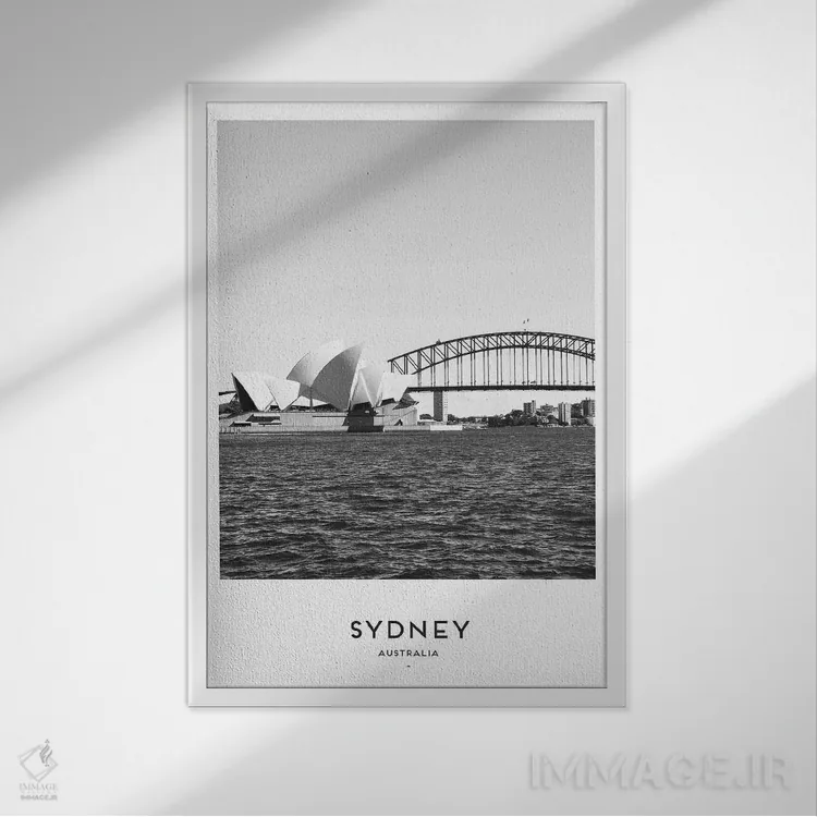 تابلو دکوراتیو سیدنی استرالیا اثر نائومی دیویس - نمای قابدار سفید