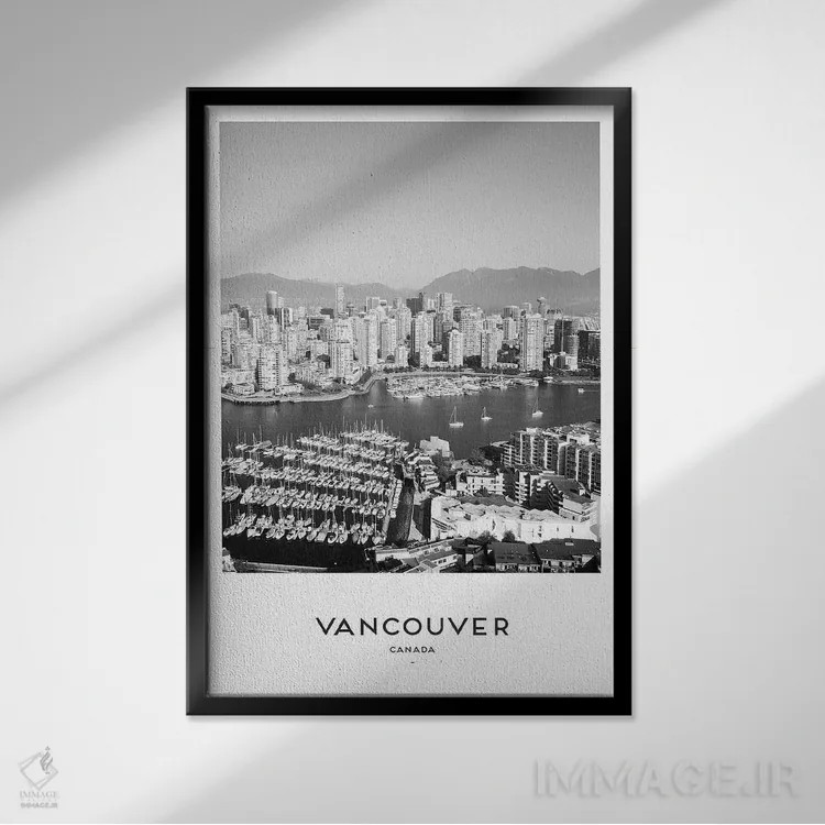 تابلو دکوراتیو ونکوور کانادا اثر نائومی دیویس - نمای قابدار مشکی