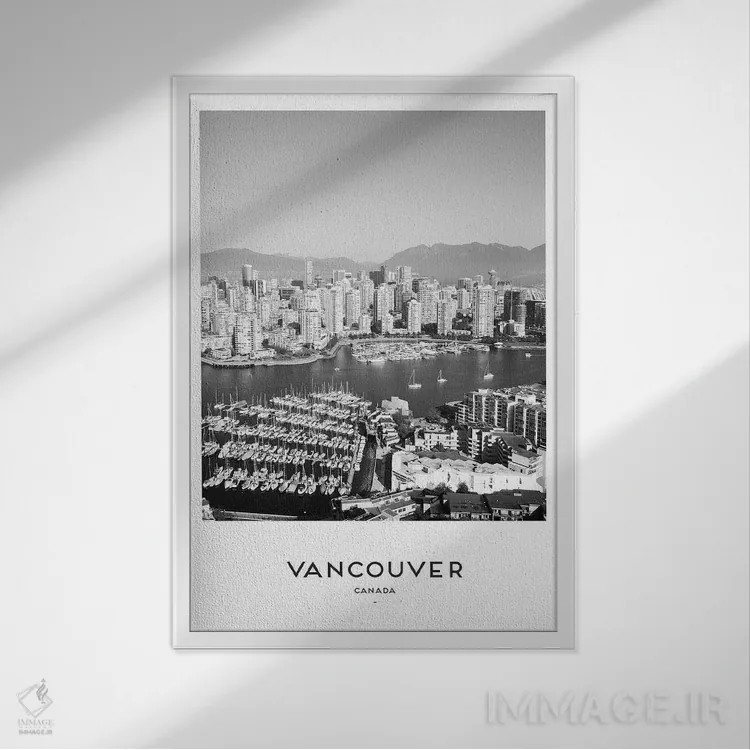 تابلو دکوراتیو ونکوور کانادا اثر نائومی دیویس - نمای قابدار سفید