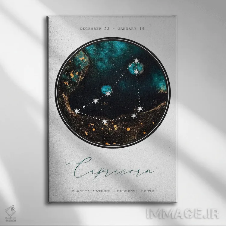 تابلو دکوراتیو صورت فلکی جدی اثر نائومی دیویس - نمای روبهرو روی دیوار