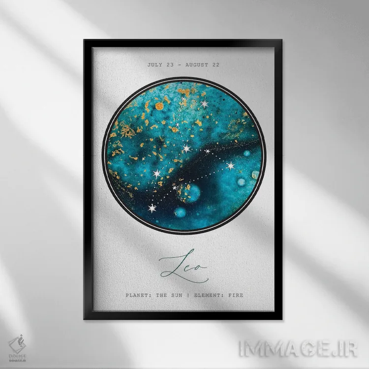 تابلو دکوراتیو صورت فلکی اسد اثر نائومی دیویس - نمای قابدار مشکی