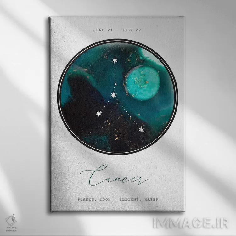 تابلو دکوراتیو صورت فلکی سرطان اثر نائومی دیویس - نمای روبهرو روی دیوار