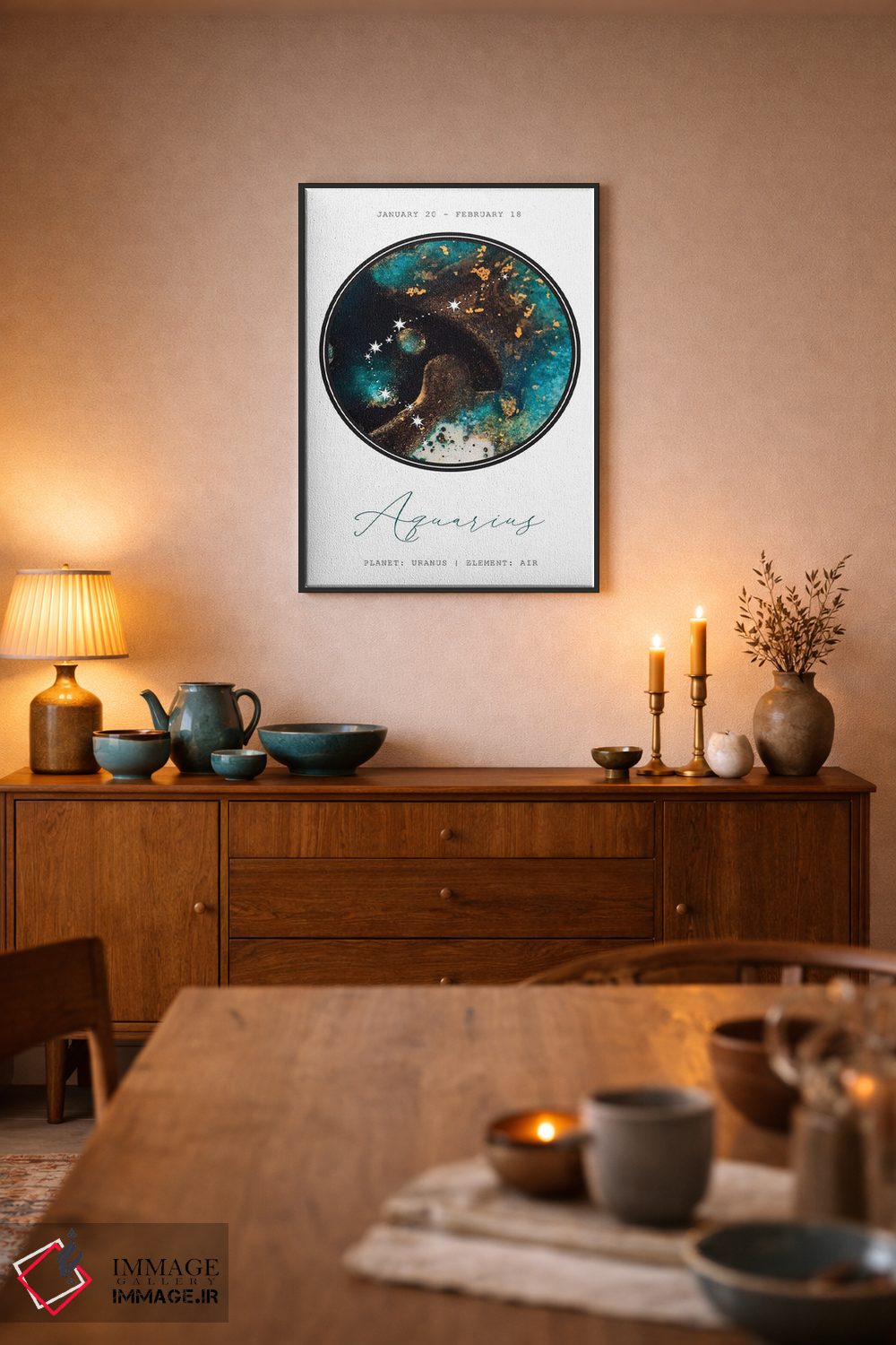 تابلو دکوراتیو صورت فلکی دلو اثر نائومی دیویس - D6B