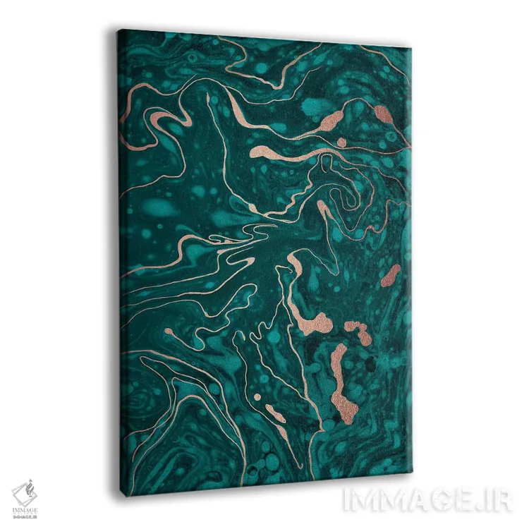 تابلو انتزاعی ماربلینگ سبز اثر نانسی مک کنزی - نمای پرسپکتیو محصول