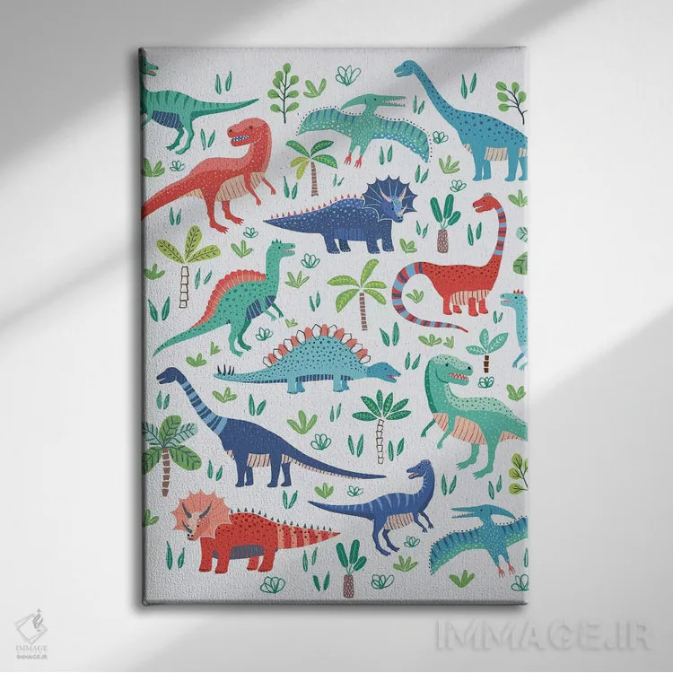 تابلو دکوراتیو بازی دایناسوری ۱ اثر نانسی مک کنزی - نمای روبهرو روی دیوار