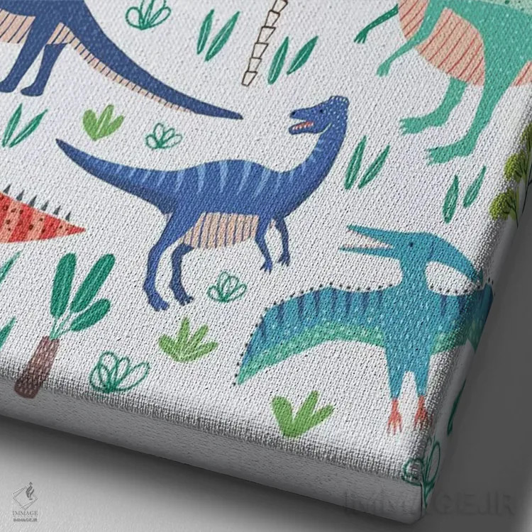 تابلو دکوراتیو بازی دایناسوری ۱ اثر نانسی مک کنزی - نمای نزدیک بافت بوم