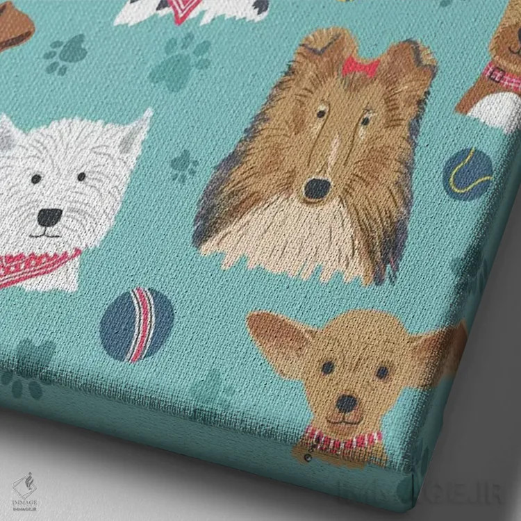 تابلو دکوراتیو سگ و استخوان روزمره ۲ اثر نانسی مک کنزی - نمای نزدیک بافت بوم