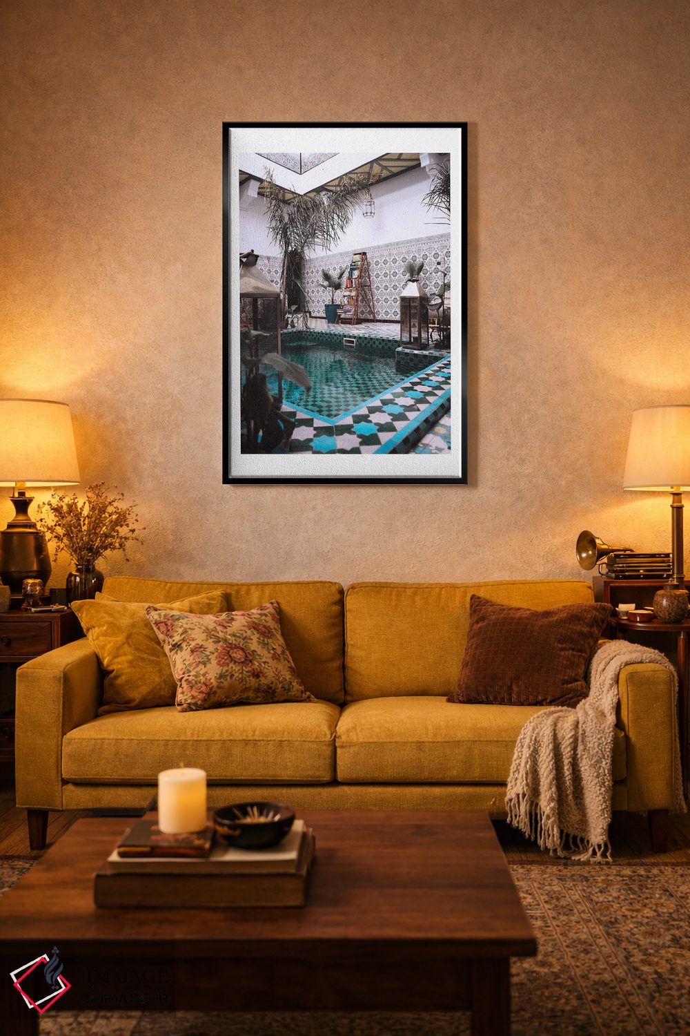 تابلو دکوراتیو استخر مراکشی آبی اثر نائومی دیویس - D4B