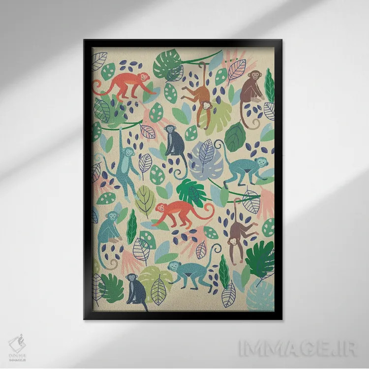 تابلو دکوراتیو دوستان جنگلی ۴ اثر نانسی مک کنزی - نمای قابدار مشکی