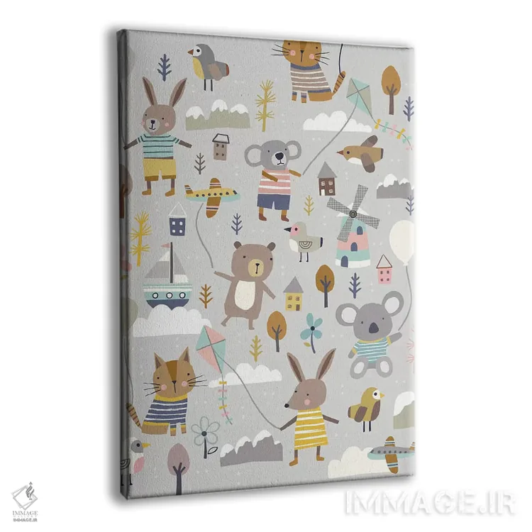 تابلو دکوراتیو ماجراجویی بادکنکی کودکانه ۲ اثر نانسی مک کنزی - نمای پرسپکتیو محصول