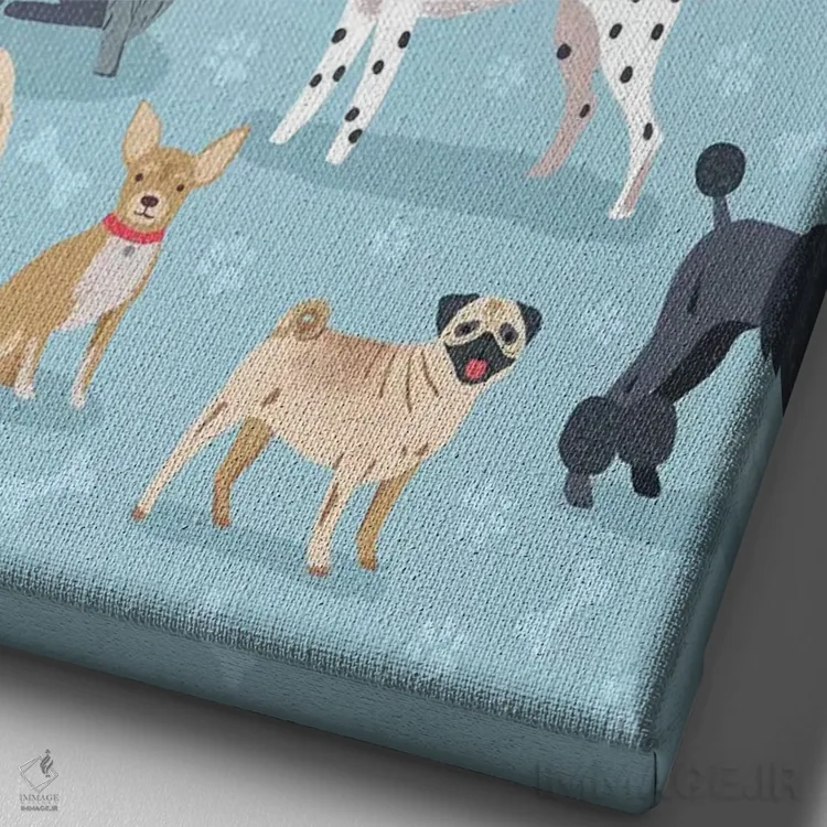 تابلو دکوراتیو سگ و استخوان روزمره ۱ اثر نانسی مک کنزی - نمای نزدیک بافت بوم