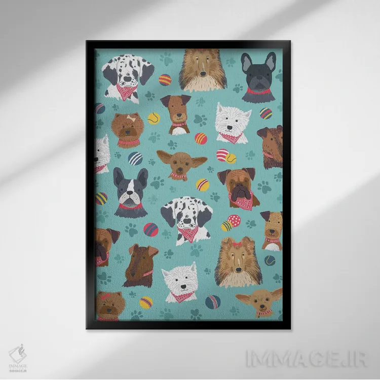 تابلو دکوراتیو سگ و استخوان روزمره ۲ اثر نانسی مک کنزی - نمای قابدار مشکی