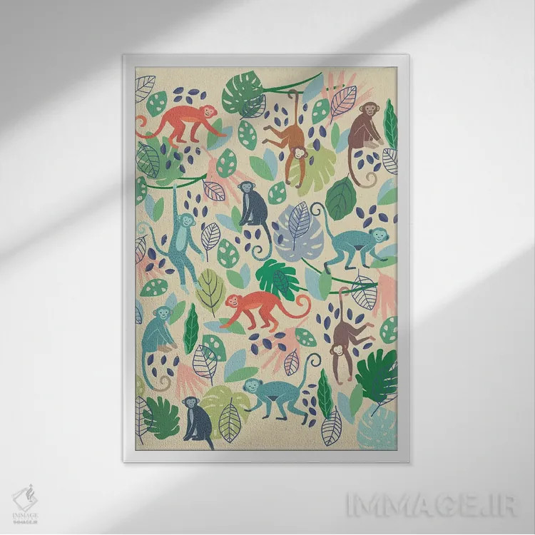 تابلو دکوراتیو دوستان جنگلی ۴ اثر نانسی مک کنزی - نمای قابدار سفید