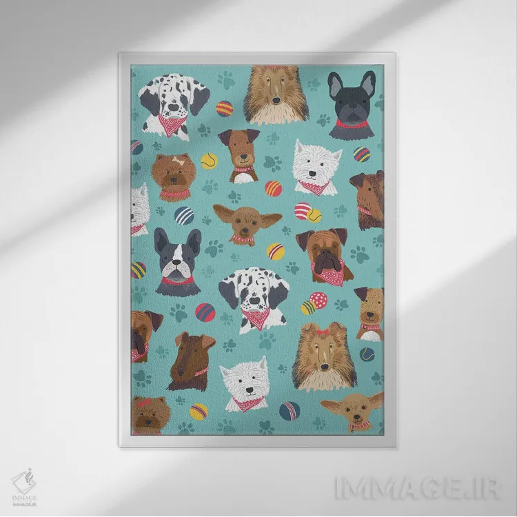 تابلو دکوراتیو سگ و استخوان روزمره ۲ اثر نانسی مک کنزی - نمای قابدار سفید