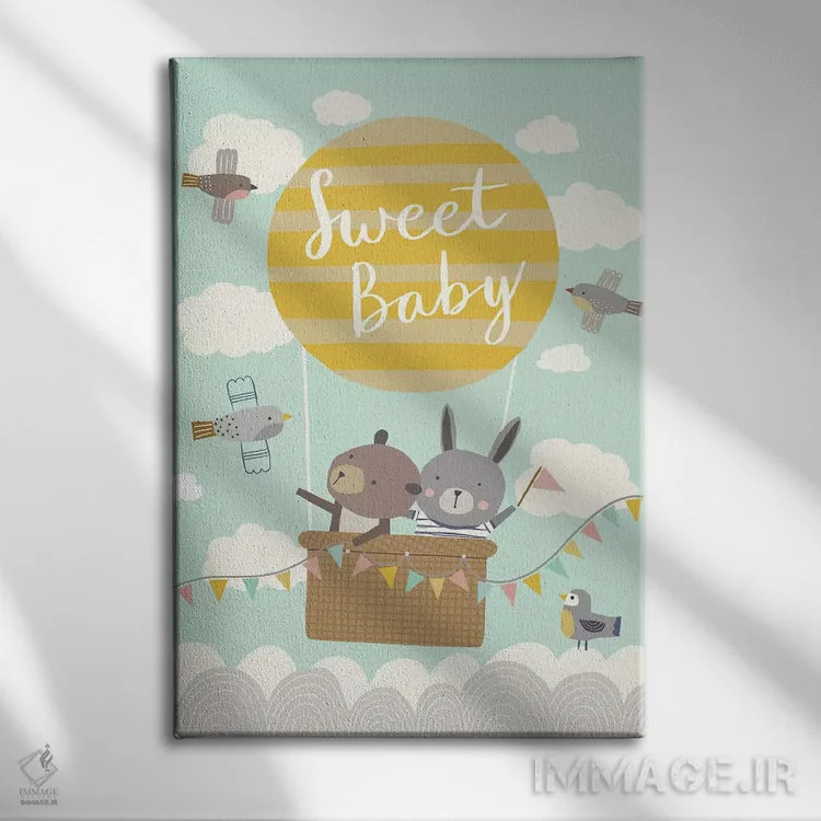 تابلو دکوراتیو ماجراجویی بادکنکی کودکانه ۳ اثر نانسی مک کنزی - نمای روبهرو روی دیوار