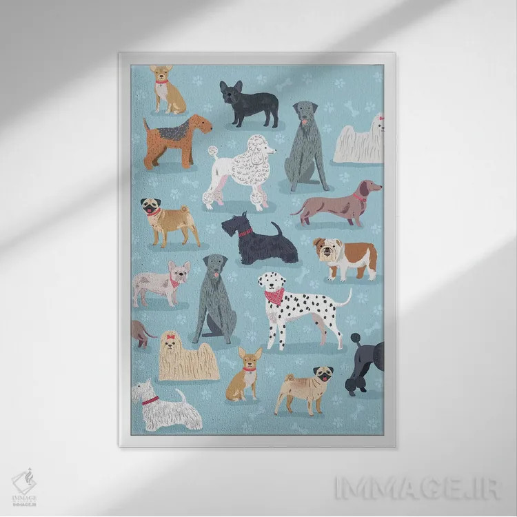 تابلو دکوراتیو سگ و استخوان روزمره ۱ اثر نانسی مک کنزی - نمای قابدار سفید