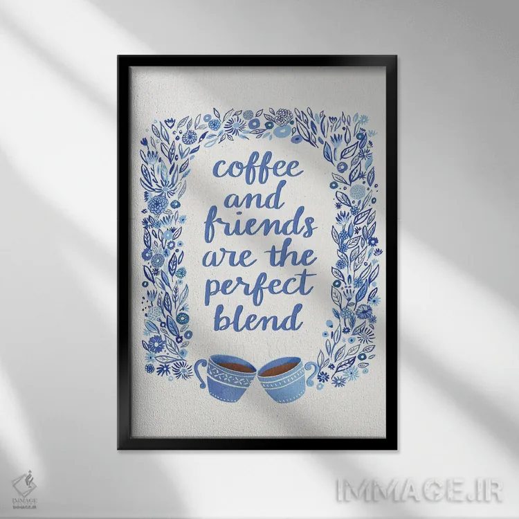 تابلو دکوراتیو آشپزخانه آبی خانه ۵ اثر نانسی مک کنزی - نمای قابدار مشکی