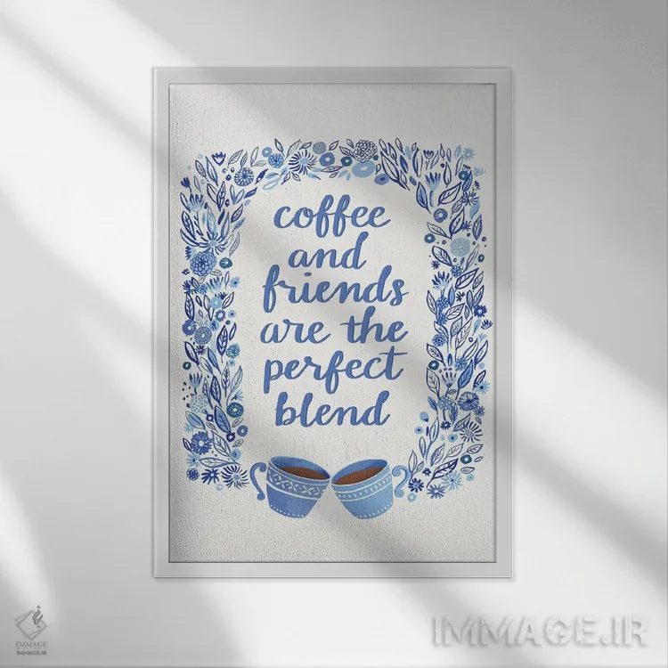 تابلو دکوراتیو آشپزخانه آبی خانه ۵ اثر نانسی مک کنزی - نمای قابدار سفید