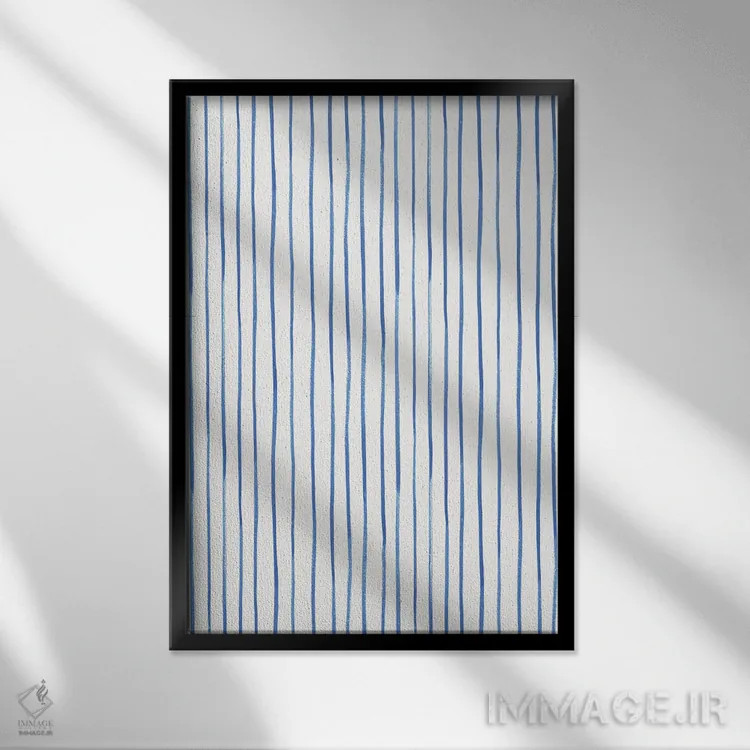 تابلو انتزاعی آشپزخانه آبی خانه ۲ اثر نانسی مک کنزی - نمای قابدار مشکی