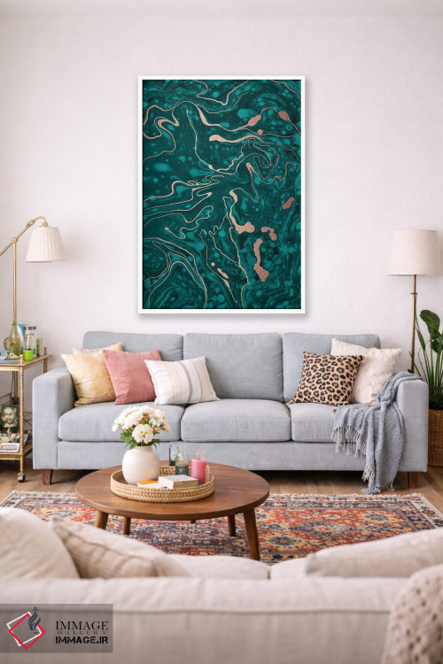 تابلو انتزاعی ماربلینگ سبز اثر نانسی مک کنزی - D1W
