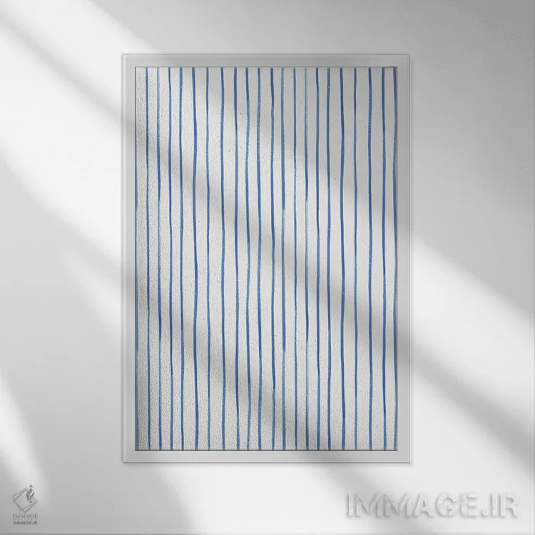 تابلو انتزاعی آشپزخانه آبی خانه ۲ اثر نانسی مک کنزی - نمای قابدار سفید