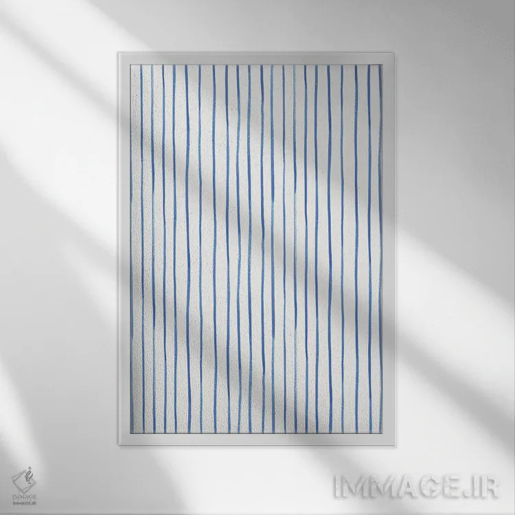 تابلو انتزاعی آشپزخانه آبی خانه ۲ اثر نانسی مک کنزی - نمای قابدار سفید