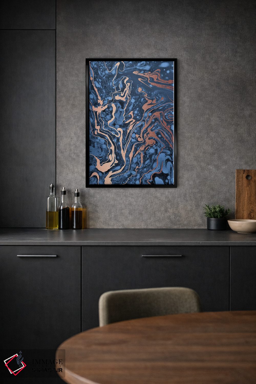 تابلو انتزاعی ماربلینگ آبی اثر نانسی مک کنزی - D2B