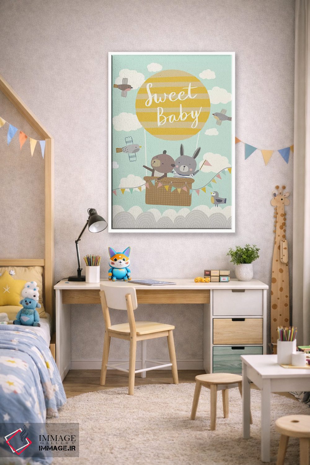 تابلو دکوراتیو ماجراجویی بادکنکی کودکانه ۳ اثر نانسی مک کنزی - D2W