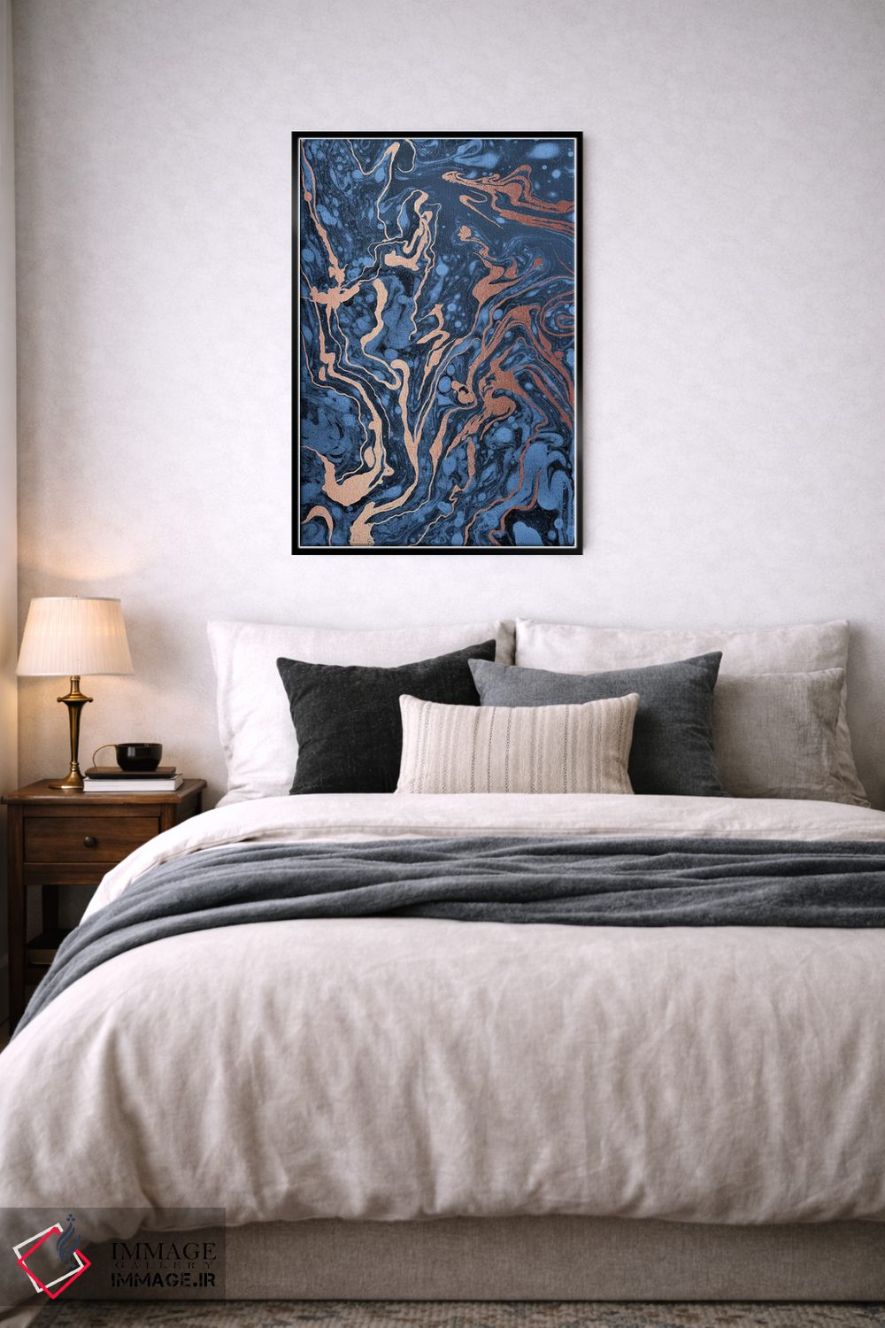 تابلو انتزاعی ماربلینگ آبی اثر نانسی مک کنزی - D6B