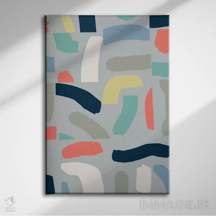 تابلو انتزاعی قلم مو کشی اثر نانسی مک کنزی - نمای روبهرو روی دیوار