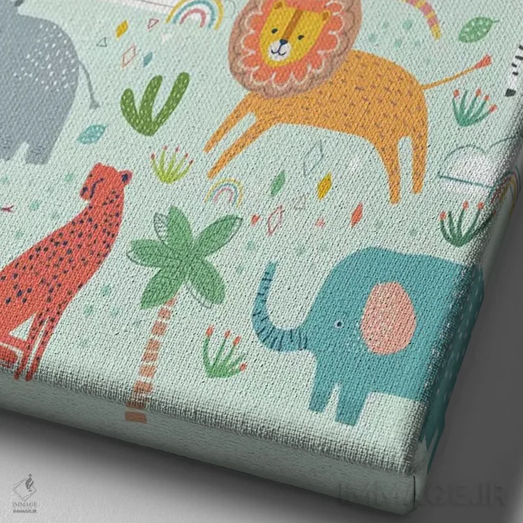 تابلو دکوراتیو دوستان جنگلی دو اثر نانسی مک کنزی - نمای نزدیک بافت بوم