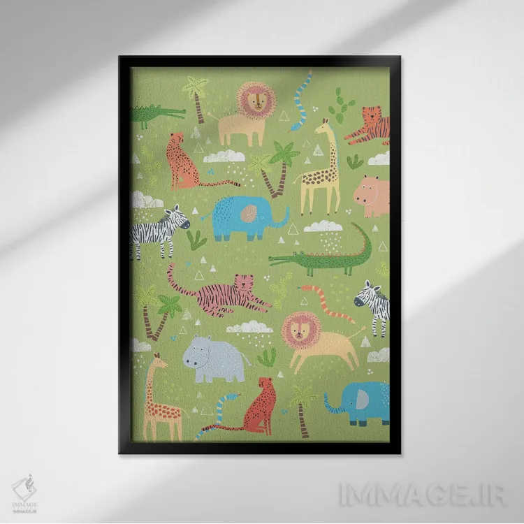 تابلو دکوراتیو دوستان جنگلی سه اثر نانسی مک کنزی - نمای قابدار مشکی