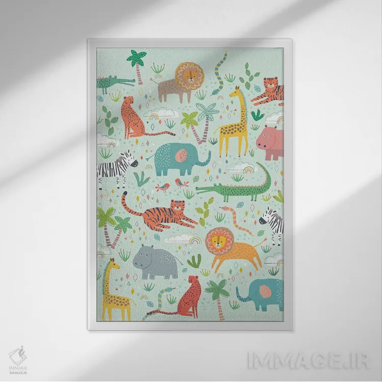 تابلو دکوراتیو دوستان جنگلی دو اثر نانسی مک کنزی - نمای قابدار سفید