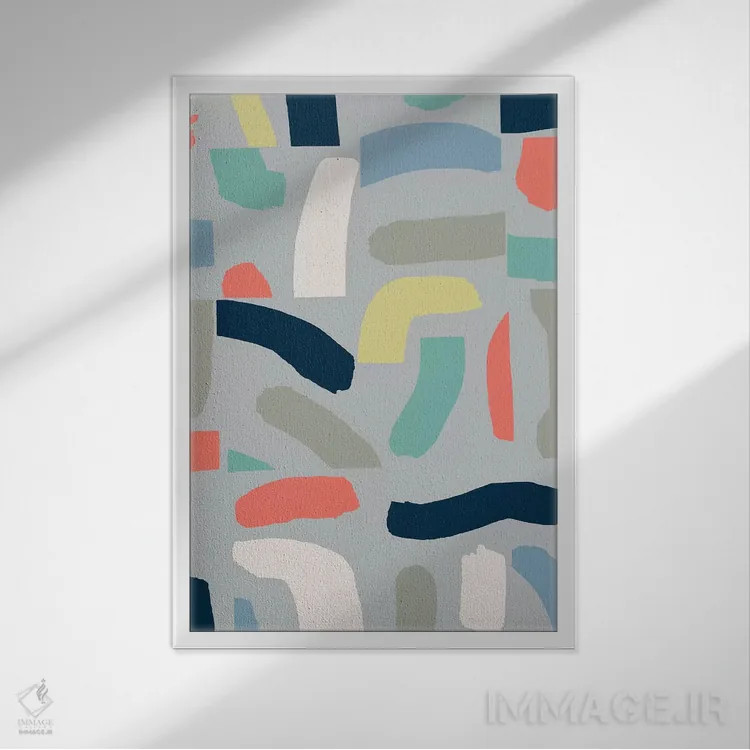 تابلو انتزاعی قلم مو کشی اثر نانسی مک کنزی - نمای قابدار سفید