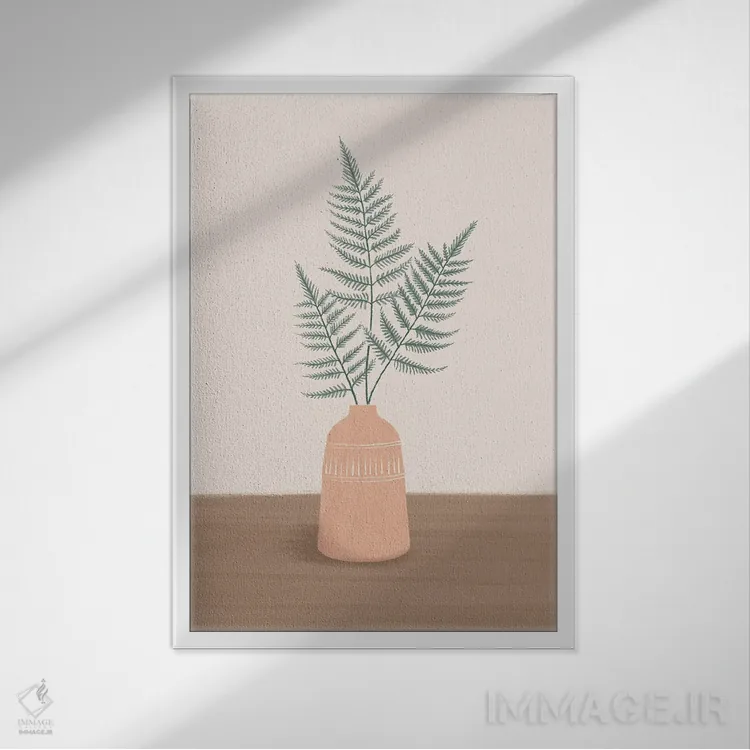 تابلو دکوراتیو برگ های خشک دو اثر نانسی مک کنزی - نمای قابدار سفید