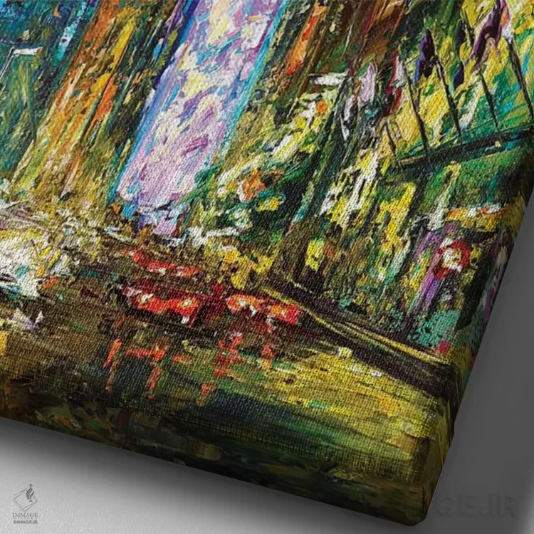 تابلو دکوراتیو مرکز شهر اثر ناتاشا میلیوس - نمای نزدیک بافت بوم