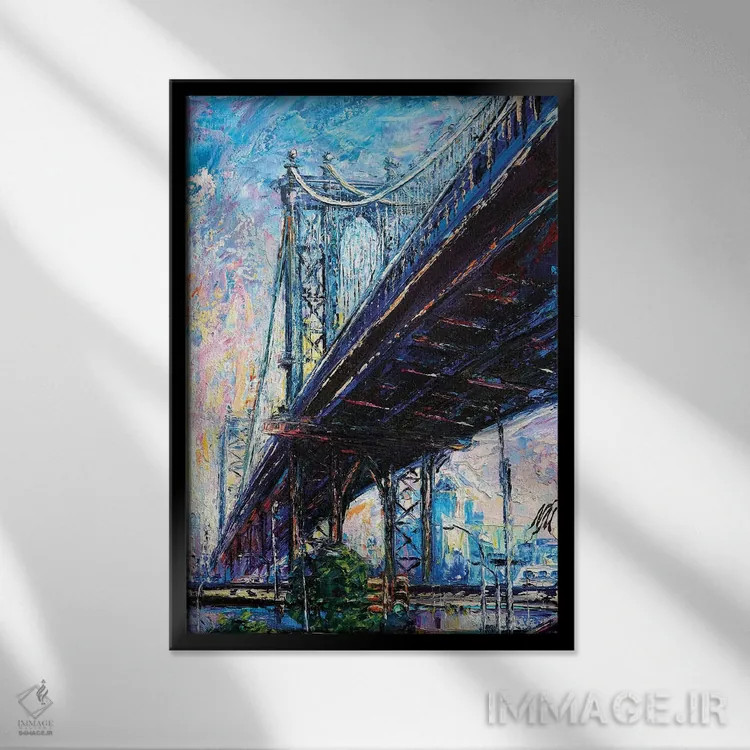 تابلو دکوراتیو پل منهتن اثر ناتاشا میلیوس - نمای قابدار مشکی