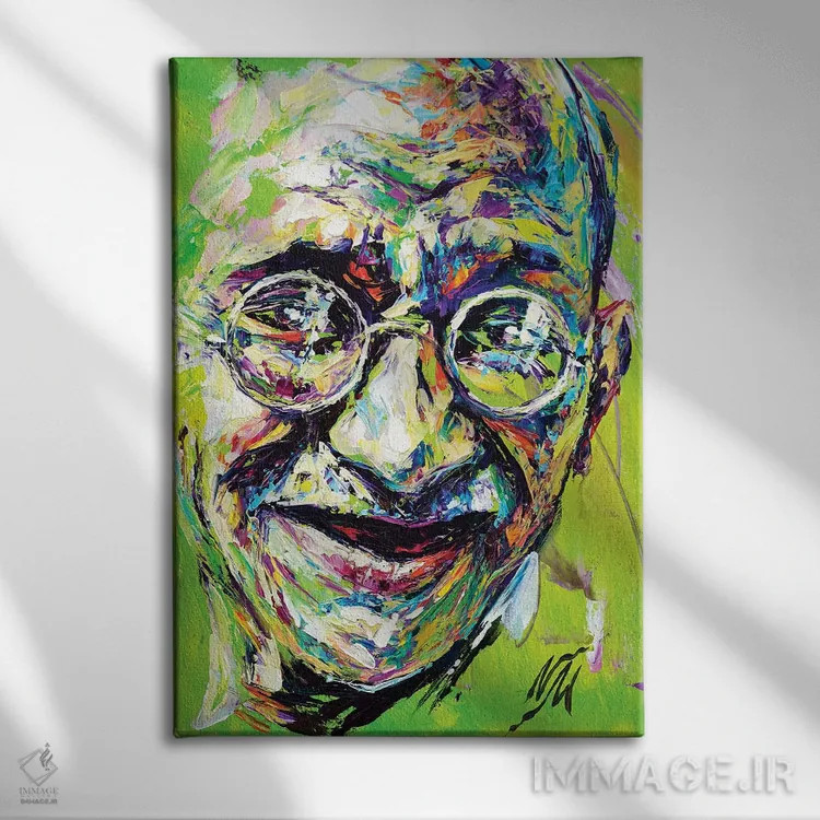 تابلو دکوراتیو مهاتما گاندی اثر ناتاشا میلیوس - نمای روبهرو روی دیوار