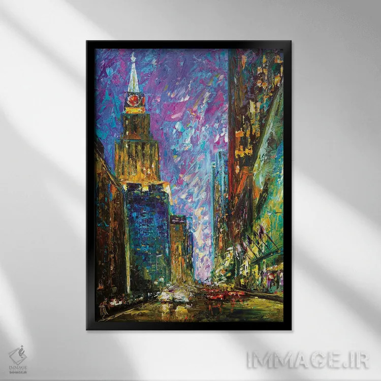 تابلو دکوراتیو مرکز شهر اثر ناتاشا میلیوس - نمای قابدار مشکی