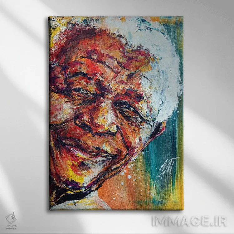 تابلو دکوراتیو نلسون ماندلا اثر ناتاشا میلیوس - نمای روبهرو روی دیوار