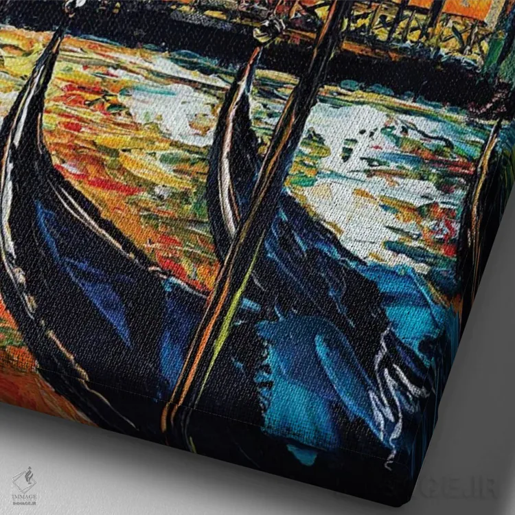 تابلو دکوراتیو ونیز؛ کانال بزرگ در شب اثر ناتاشا میلیوس - نمای نزدیک بافت بوم