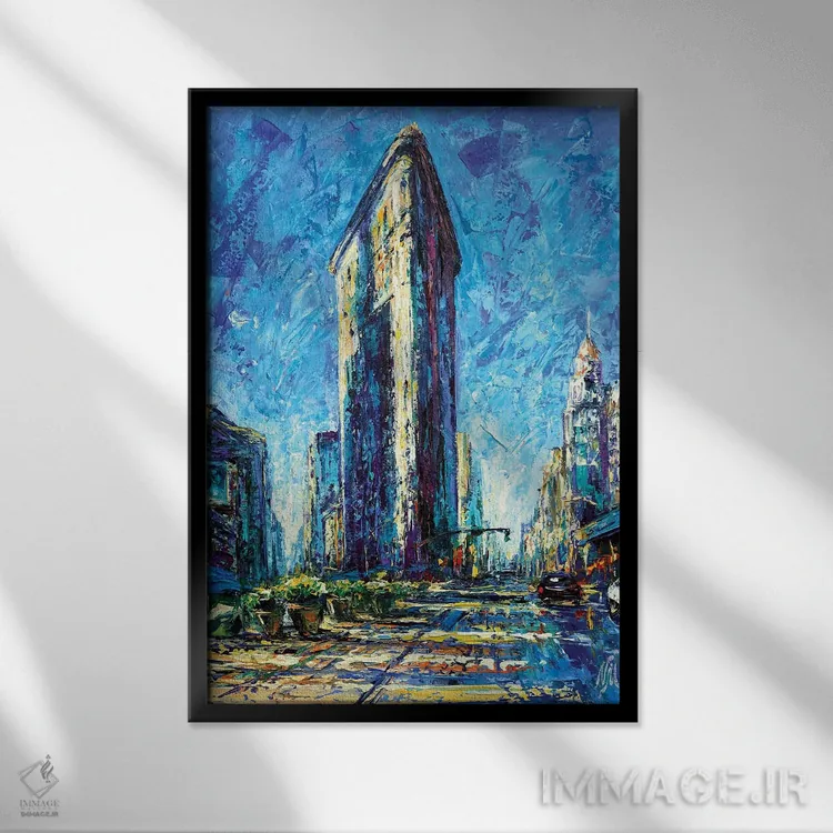 تابلو دکوراتیو ساختمان فلت آیرون اثر ناتاشا میلیوس - نمای قابدار مشکی