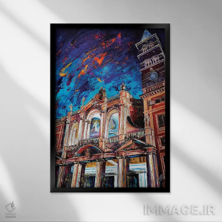 تابلو دکوراتیو کلیسای سانتا ماریا ماجوره اثر ناتاشا میلیوس - نمای قابدار مشکی