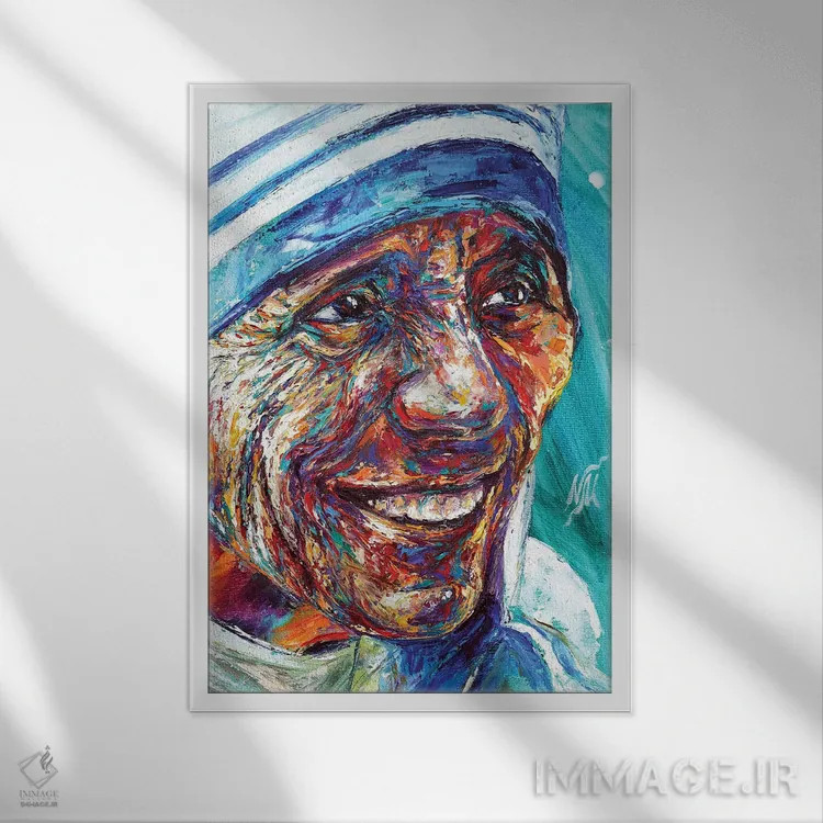 تابلو دکوراتیو مادر ترزا اثر ناتاشا میلیوس - نمای قابدار سفید