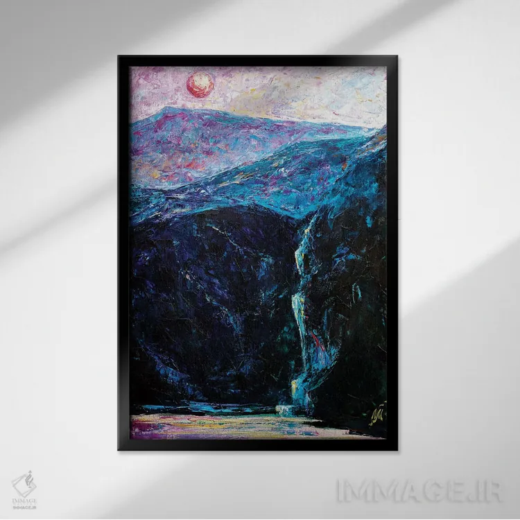 تابلو دکوراتیو ماه سرخ اثر ناتاشا میلیوس - نمای قابدار مشکی